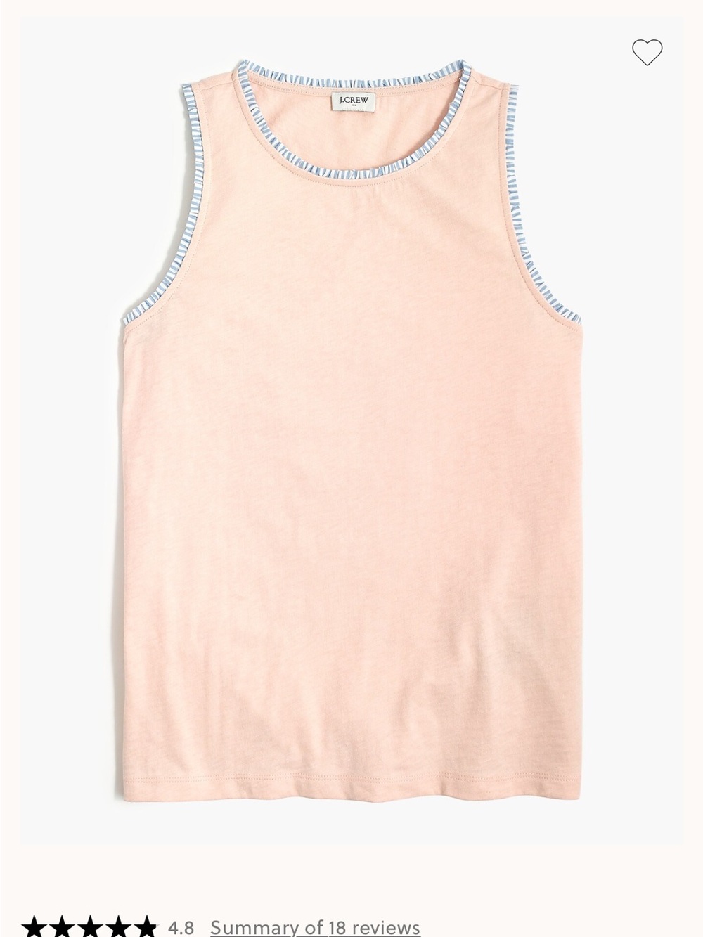 NWT J. Crew Light Pink Tank with Blue-Trim Stripe, M - Picture 1 of 3